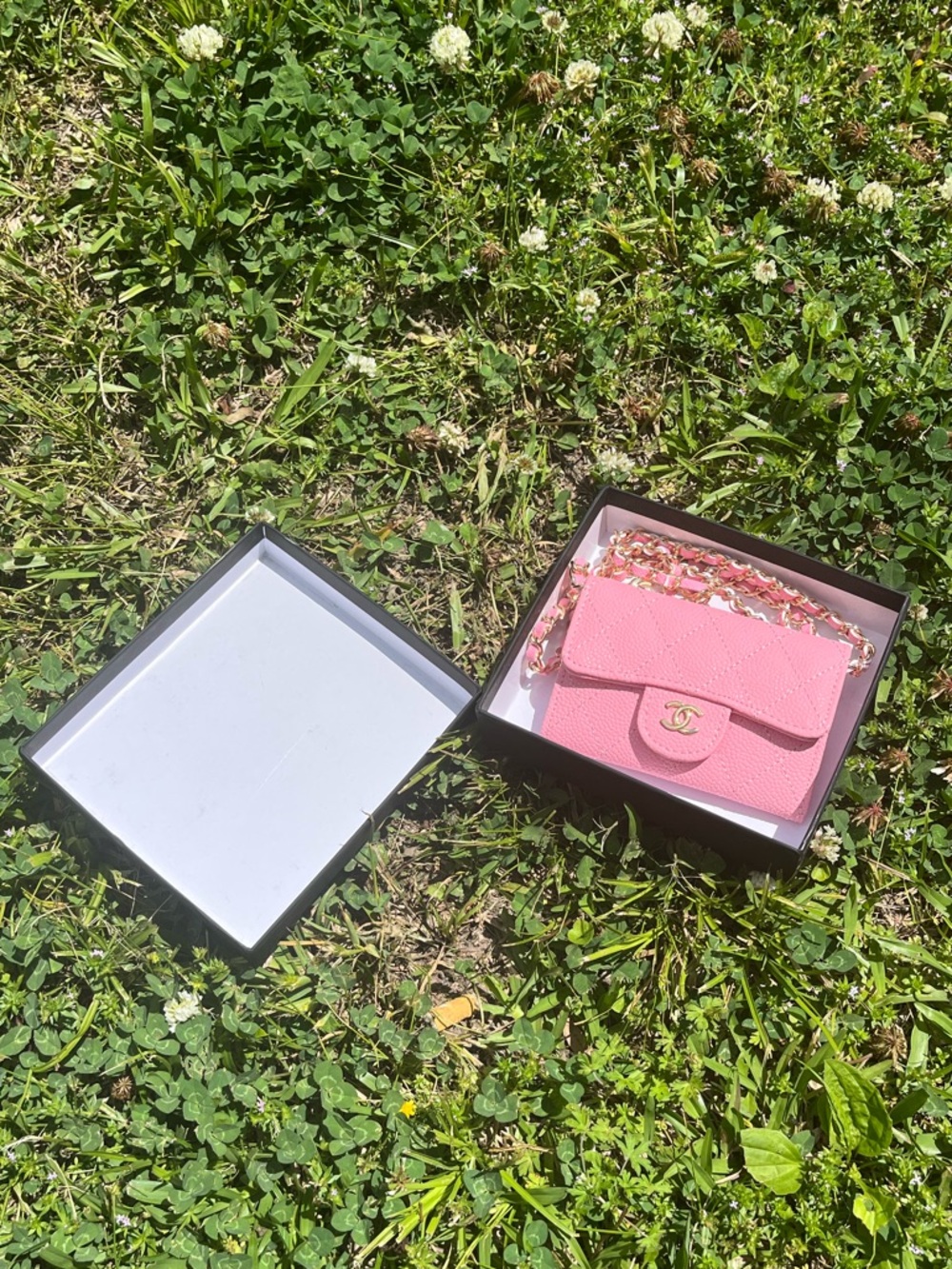 CHANEL Pink Quilted Mini Wallet-On-Chain with Gold Hardware